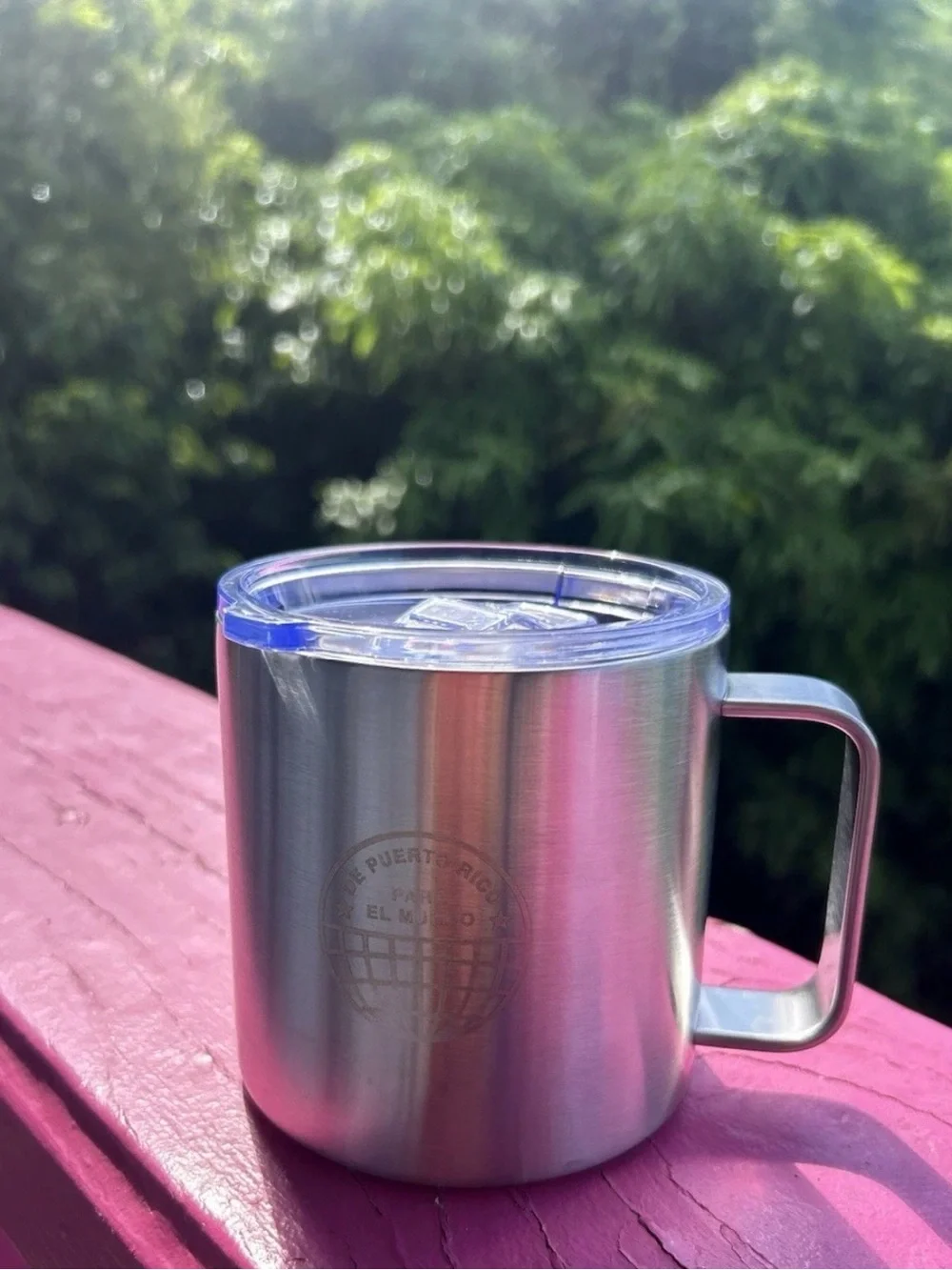 Stainless Steel Insulated Coffee Mug with Clear Lid - Silver